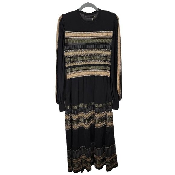 NWT Maria Pavan Midi Dress in Black and Gold Size XS‎ - Picture 1 of 7